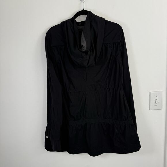 Lululemon Apres Practice Anorak Jacket Black Cinch Waist Hooded Full Zip Women 6 - Picture 5 of 6
